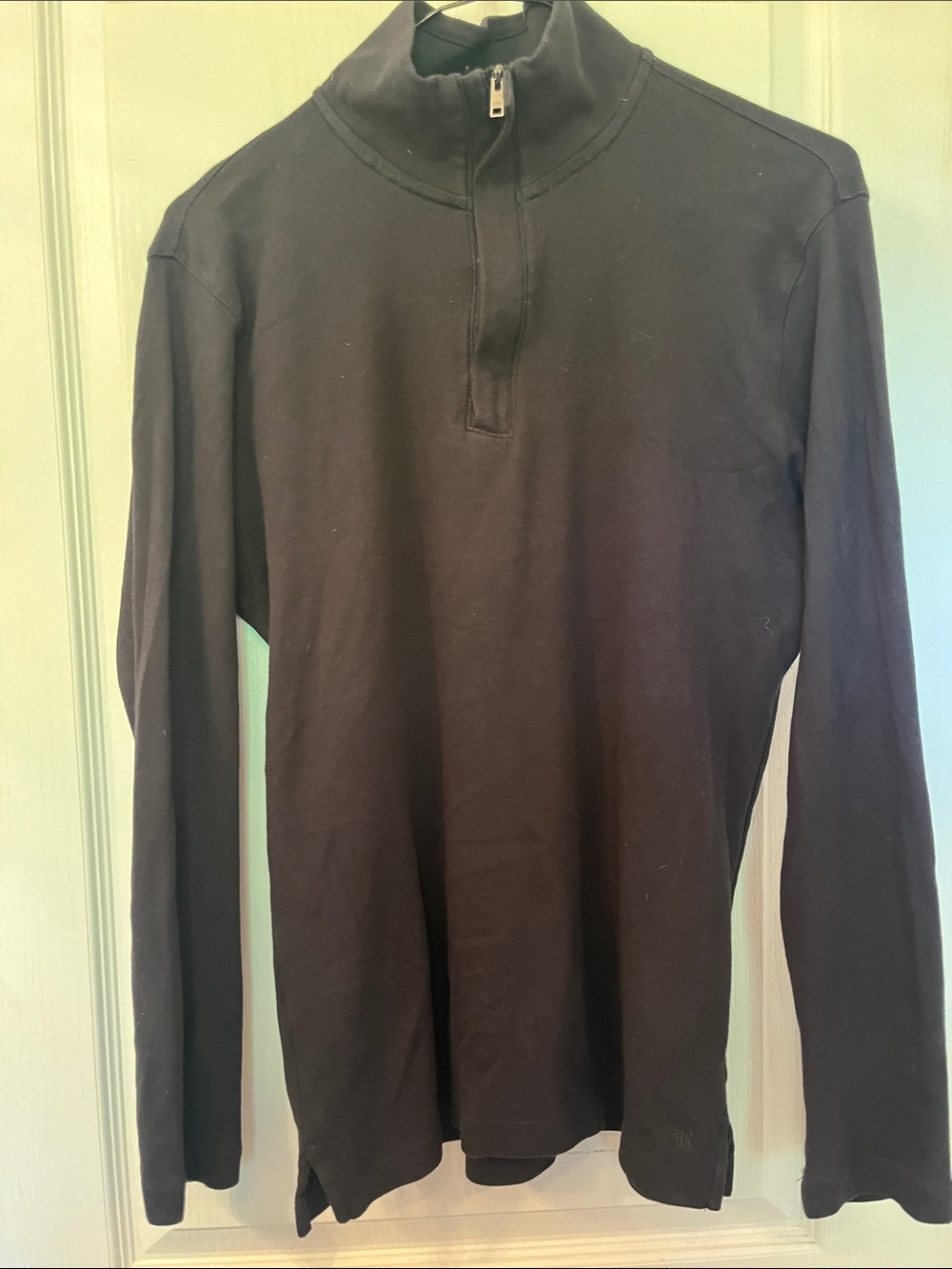 Banana Republic Black Long-Sleeve Quarter Zip Pullover Sweater